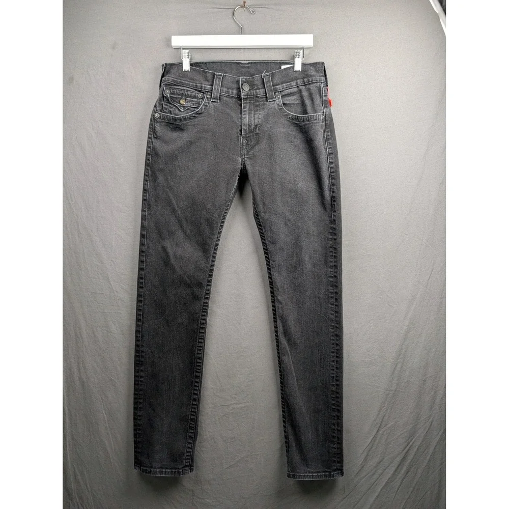 True Religion Mens Rocco Skinny Jeans Black Gray Wash Size 32 Denim Pants